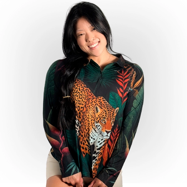 Camiseta + Zíper Fauna Onça Feminina