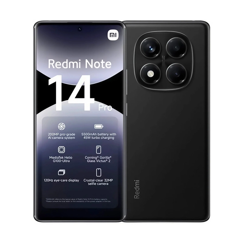Smartphone Xiaomi Redmi Note 14 Pro 5G NFC Dual Sim 256GB 8GB Ram de 6.67" 200+8+2MP 20MP - Midnight Black (Global)