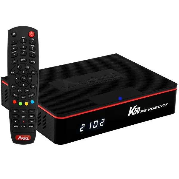 Receptor FTA Audisat K50 Revuelto Full HD com Wi-Fi - Preto Vermelho (1 Ano de Garantia)