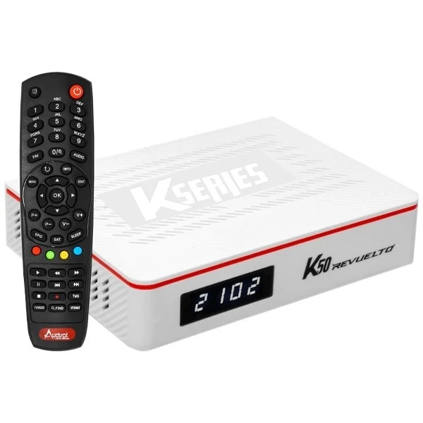 Receptor FTA Audisat K50 Revuelto Full HD com Wi-Fi - Branco Vermelho (1 Ano de Garantia)
